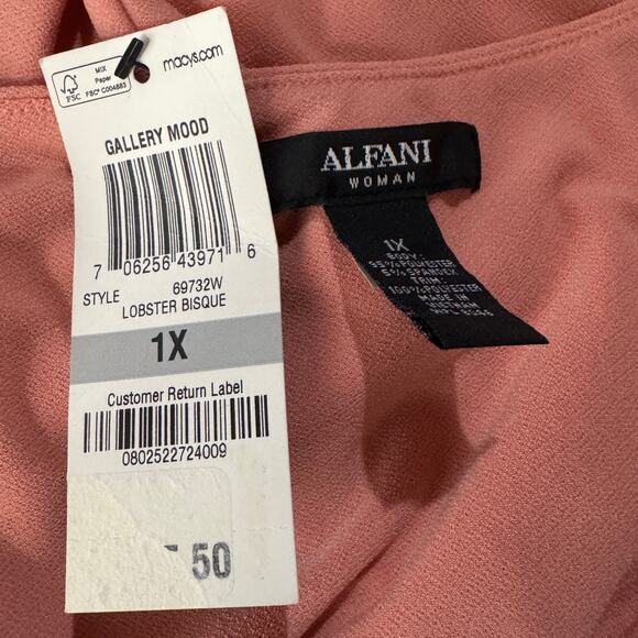 Alfani 1X-Large Top Sleeveless Stretch Hi-Low Hem Scoop Neck Embellished Coral - Picture 7 of 9